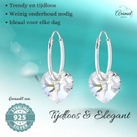 Zilveren Kristalhart Oorringen - 16mm - Moonlight Clear -