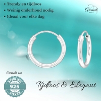 Zilveren Dunne Huggies Oorringen - 16mm -