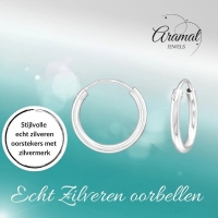 Zilveren Dunne Huggies Oorringen - 16mm -