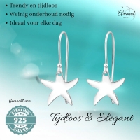 Zilveren Zeester Oorhanger &acirc;&euro;&ldquo; 20mm 925 Zilver E-coat Kind & Dames -