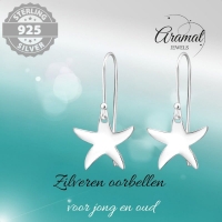 Zilveren Zeester Oorhanger &acirc;&euro;&ldquo; 20mm 925 Zilver E-coat Kind & Dames -