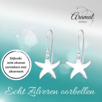 Zilveren Zeester Oorhanger &acirc;&euro;&ldquo; 20mm 925 Zilver E-coat Kind & Dames -