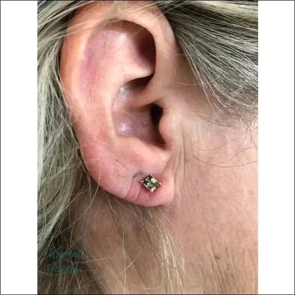 Zilveren Kristallen Oorstekers Vierkant &acirc;&euro;&ldquo; 925 Zilver Geometrisch - 4mm / Transpar