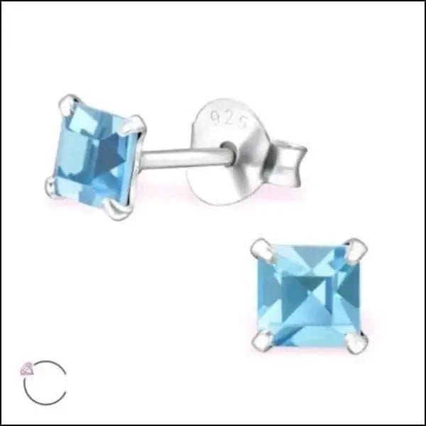 Zilveren Kristallen Oorstekers Vierkant &acirc;&euro;&ldquo; 925 Zilver Geometrisch - 4mm / Black Di
