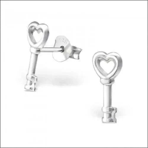 Zilveren Sleutel Oorstekers &acirc;&euro;&ldquo; 12x5mm 925 Zilver Symbolisch Design -