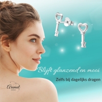 Zilveren Sleutel Oorstekers &acirc;&euro;&ldquo; 12x5mm 925 Zilver Symbolisch Design -