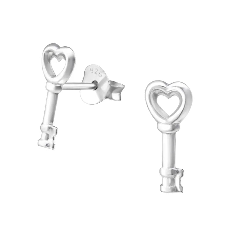 Zilveren Sleutel Oorstekers &acirc;&euro;&ldquo; 12x5mm 925 Zilver Symbolisch Design -