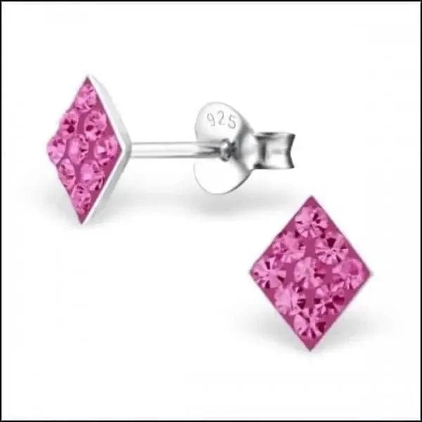 Zilveren Kristal Oorstekers Ruitvorm &acirc;&euro;&ldquo; 7x6mm 925 Zilver Geometrisch - Transparant
