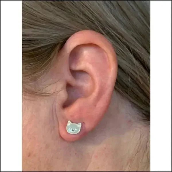Zilveren Poezen Oorstekers &acirc;&euro;&ldquo; Meisje -925 Zilver - Zilver-8x7mm -
