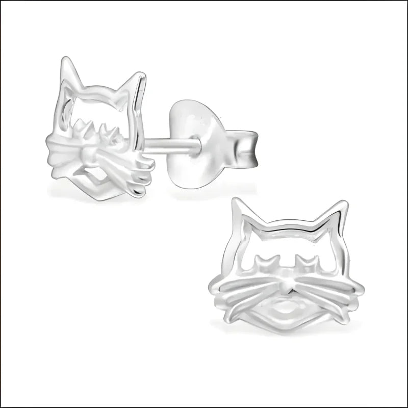 Zilveren Poezen Oorstekers &acirc;&euro;&ldquo; Meisje -925 Zilver - Goudkleurig-8x7mm -