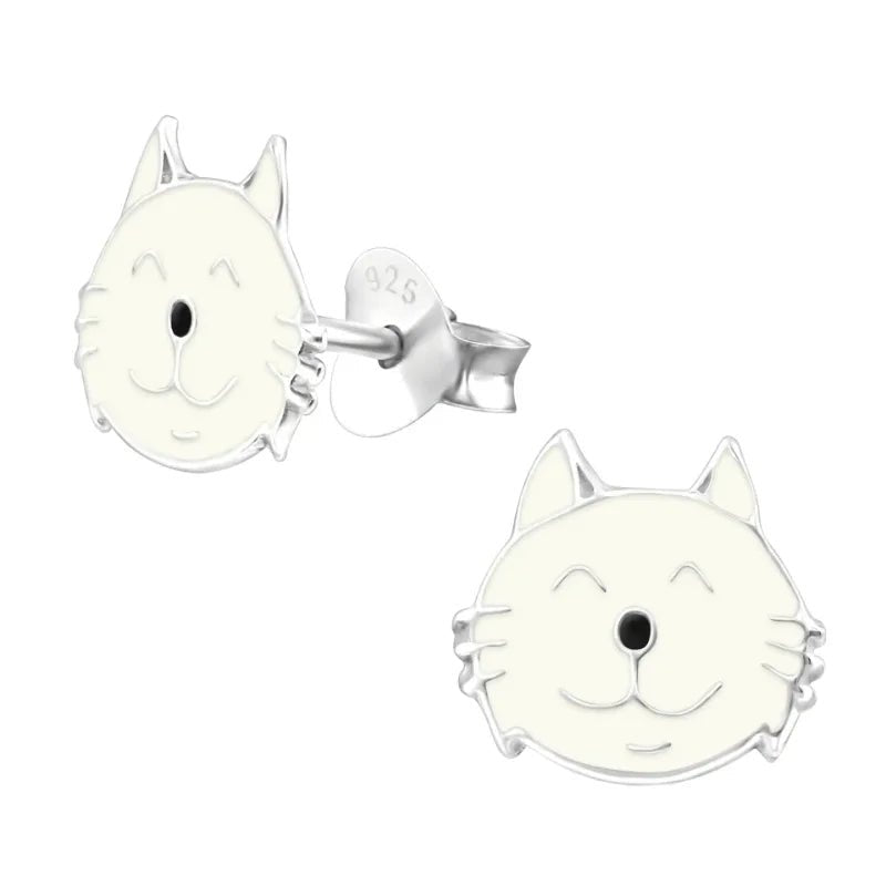 Zilveren Poezen Oorstekers &acirc;&euro;&ldquo; Meisje -925 Zilver - Goudkleurig-8x7mm -