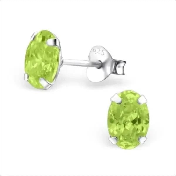 Zilveren Ovale Zirkonia Oorstekers &acirc;&euro;&ldquo; Meerdere Kleuren & Maten 925 Zilver - 4x