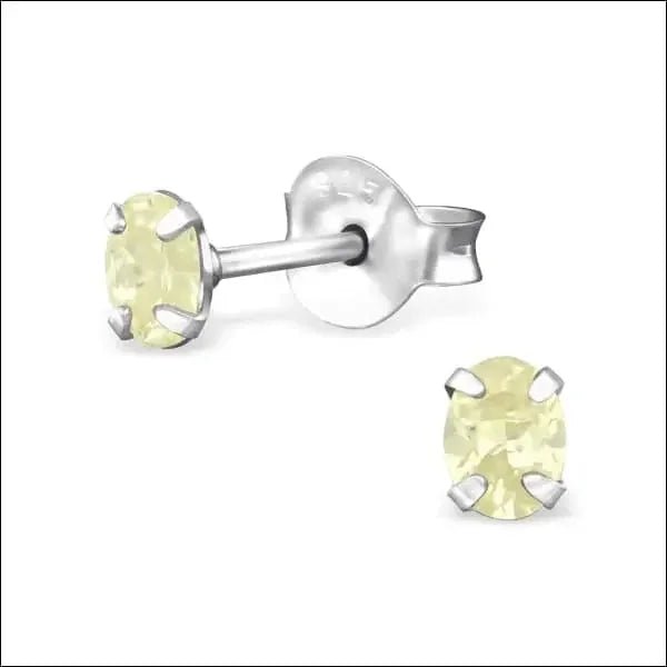 Zilveren Ovale Zirkonia Oorstekers &acirc;&euro;&ldquo; Meerdere Kleuren & Maten 925 Zilver - 4x