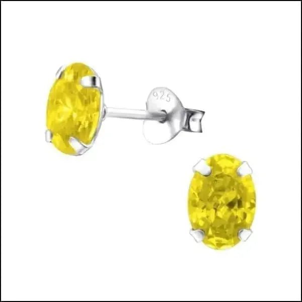 Zilveren Ovale Zirkonia Oorstekers &acirc;&euro;&ldquo; Meerdere Kleuren & Maten 925 Zilver - 7x