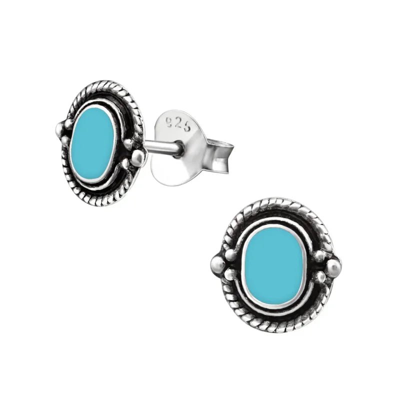Zilveren Bali Oorstekers Geoxideerd &acirc;&euro;&ldquo; 8mm 925 Zilver Etnisch Boho Design - Ovaal-