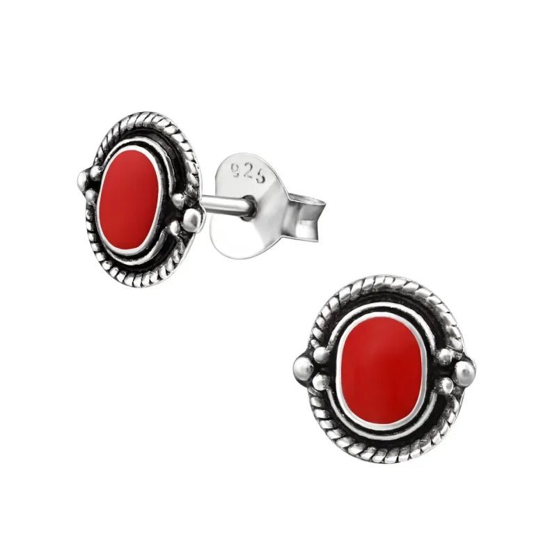 Zilveren Bali Oorstekers Geoxideerd &acirc;&euro;&ldquo; 8mm 925 Zilver Etnisch Boho Design - Vierka
