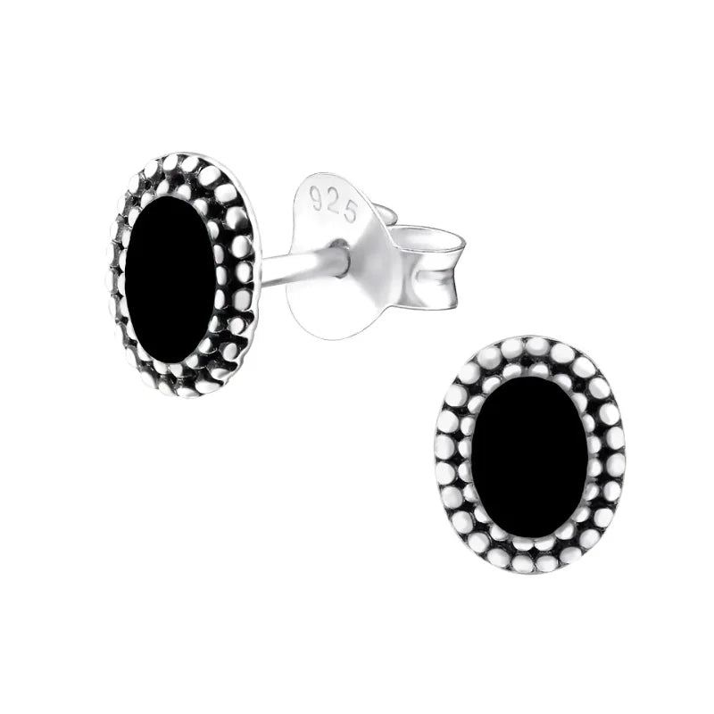 Zilveren Bali Oorstekers Geoxideerd &acirc;&euro;&ldquo; 8mm 925 Zilver Etnisch Boho Design - Ovaal-