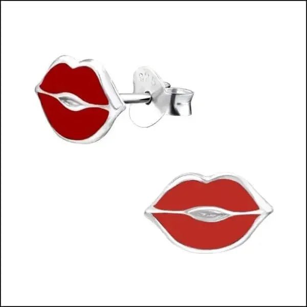 Zilveren Lippen Oorstekers &acirc;&euro;&ldquo; 11x7mm 925 Zilver Speels Design - Roze-11x7mm -