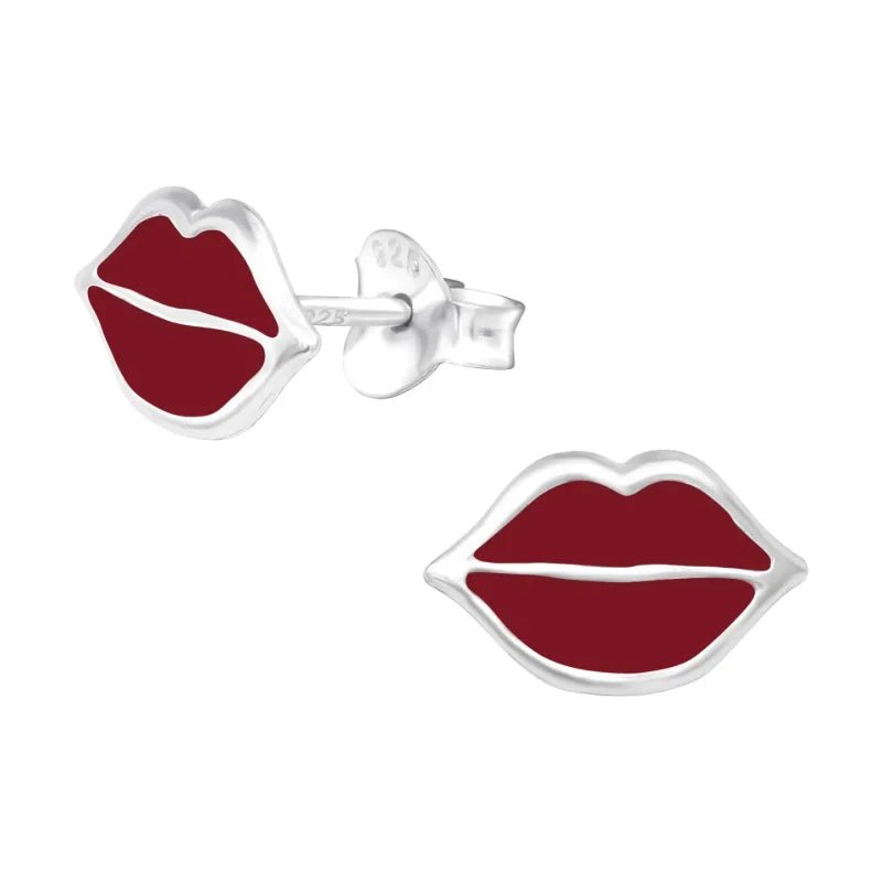 Zilveren Lippen Oorstekers &acirc;&euro;&ldquo; 11x7mm 925 Zilver Speels Design - Roze-11x7mm -