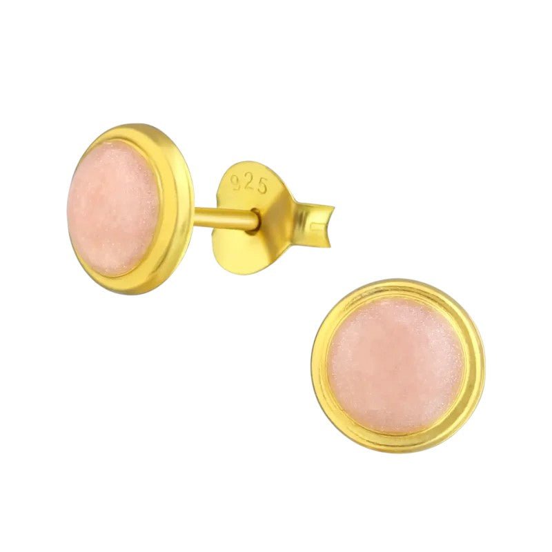 Zilveren Oorstekers Roze Shimmer Goudkleurig &acirc;&euro;&ldquo; 7mm 925 Zilver Epoxy -