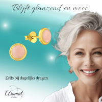 Zilveren Oorstekers Roze Shimmer Goudkleurig &acirc;&euro;&ldquo; 7mm 925 Zilver Epoxy -