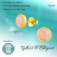 Zilveren Oorstekers Roze Shimmer Goudkleurig &acirc;&euro;&ldquo; 7mm 925 Zilver Epoxy -