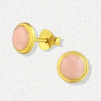Zilveren Oorstekers Roze Shimmer Goudkleurig &acirc;&euro;&ldquo; 7mm 925 Zilver Epoxy -
