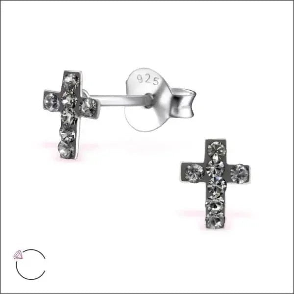 Zilveren Kruisjes Oorstekers &acirc;&euro;&ldquo; Meerdere Maten & Kleuren 925 Zilver - Kristal/