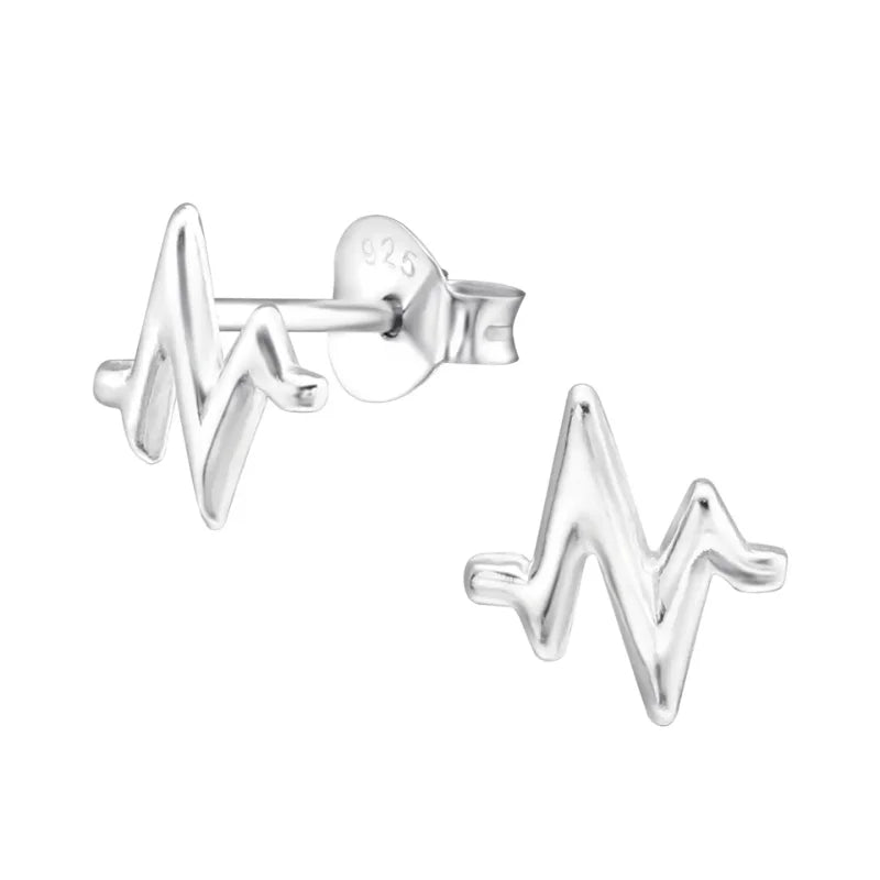 Zilveren Hartslag Oorstekers &acirc;&euro;&ldquo; 7x7mm 925 Zilver Symbool - Heartbeat-7mm - Dames