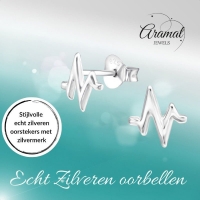 Zilveren Hartslag Oorstekers &acirc;&euro;&ldquo; 7x7mm 925 Zilver Symbool - Heartbeat-7mm - Dames