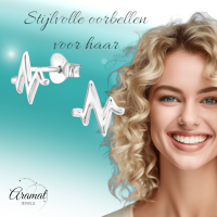 Zilveren Hartslag Oorstekers &acirc;&euro;&ldquo; 7x7mm 925 Zilver Symbool - Heartbeat-7mm - Dames
