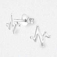Zilveren Hartslag Oorstekers &acirc;&euro;&ldquo; 7x7mm 925 Zilver Symbool - Heartbeat-7mm - Dames