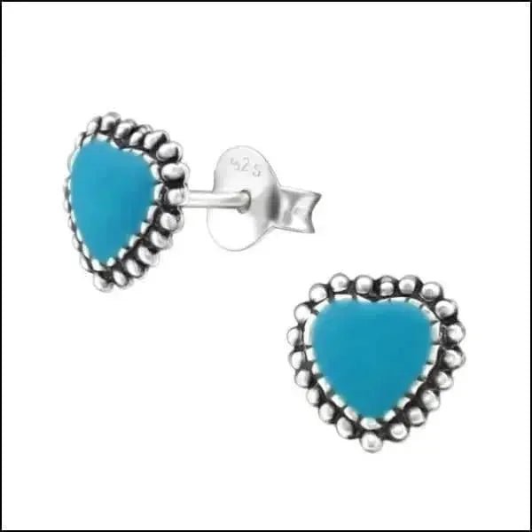 Zilveren Hartje Oorstekers &acirc;&euro;&ldquo; 925 Zilver -Emaille - Zwart-7mm - Dames