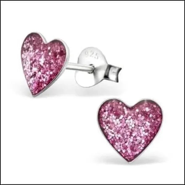 Zilveren Hartje Oorstekers &acirc;&euro;&ldquo; 925 Zilver -Emaille - Blauw/Donker Blauw-8x9mm -