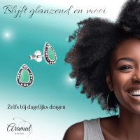 Zilveren Bali Druppel Oorbellen Geoxideerd Emaille &acirc;&euro;&ldquo; 9x6mm 925 Zilver - Aqua Blau