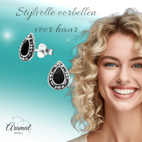 Zilveren Bali Druppel Oorbellen Geoxideerd Emaille &acirc;&euro;&ldquo; 9x6mm 925 Zilver - Aqua Blau
