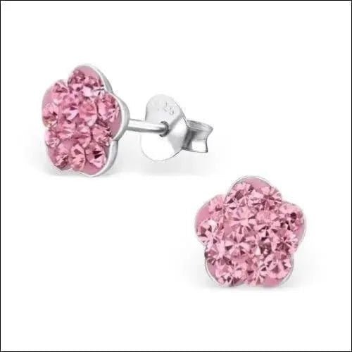 Zilveren Bloem Oorbellen Roze Kristal &acirc;&euro;&ldquo; 8mm 925 Zilver -