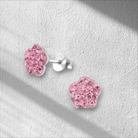 Zilveren Bloem Oorbellen Roze Kristal &acirc;&euro;&ldquo; 8mm 925 Zilver -