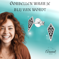 Zilveren Bali Oorbellen Puntig Geoxideerd &acirc;&euro;&ldquo; 9x4mm 925 Zilver - Dames
