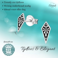 Zilveren Bali Oorbellen Puntig Geoxideerd &acirc;&euro;&ldquo; 9x4mm 925 Zilver - Dames