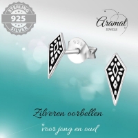 Zilveren Bali Oorbellen Puntig Geoxideerd &acirc;&euro;&ldquo; 9x4mm 925 Zilver - Dames