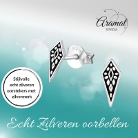 Zilveren Bali Oorbellen Puntig Geoxideerd &acirc;&euro;&ldquo; 9x4mm 925 Zilver - Dames