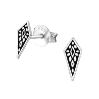 Zilveren Bali Oorbellen Puntig Geoxideerd &acirc;&euro;&ldquo; 9x4mm 925 Zilver - Dames