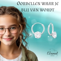 Zilveren Kinder Oorringen Transparante Zirkonia &acirc;&euro;&ldquo; 12mm 925 Zilver 5mm Steen -