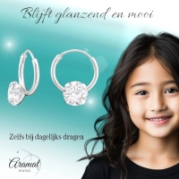 Zilveren Kinder Oorringen Transparante Zirkonia &acirc;&euro;&ldquo; 12mm 925 Zilver 5mm Steen -