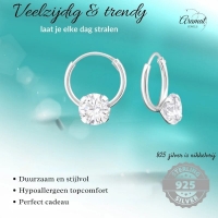 Zilveren Kinder Oorringen Transparante Zirkonia &acirc;&euro;&ldquo; 12mm 925 Zilver 5mm Steen -
