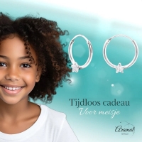 Zilveren Kinder Oorringen Ster Zirkonia &acirc;&euro;&ldquo; 12mm 925 Zilver 3mm Steen -