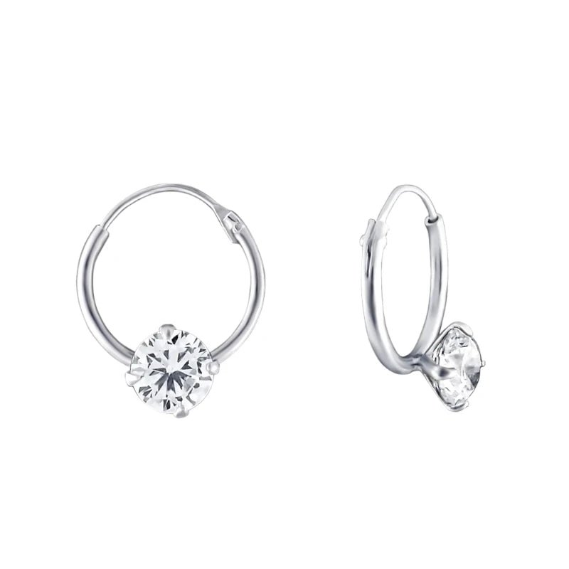 Zilveren Kinder Oorringen Ronde Zirkonia &acirc;&euro;&ldquo; 12mm 925 Zilver 5mm Steen -