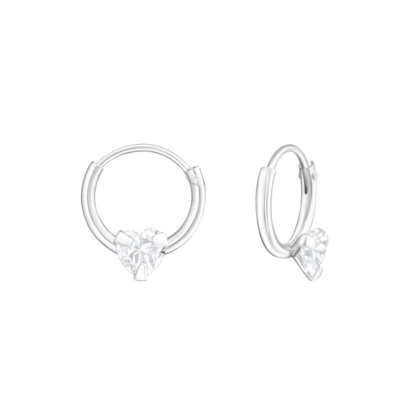 Zilveren Kinder Oorringen Hart Zirkonia &acirc;&euro;&ldquo; 10mm 925 Zilver -