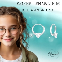 Zilveren Kinder Oorringen Hart Zirkonia &acirc;&euro;&ldquo; 10mm 925 Zilver -
